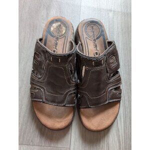 Nunn Bush Mens Brown Leather Slide Sandals Size 12